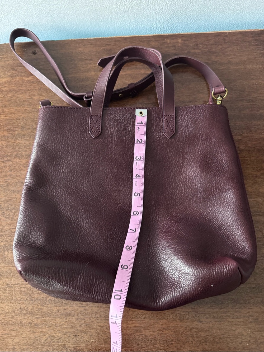 Madewell Leather Crossbody Tote in Deep Plum - Picture 7 of 8